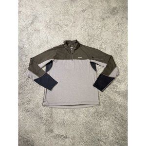 Simms Sweater Mens Medium Gray Green 1/4 Zip Pullover Long Sleeve Fishing Pocket